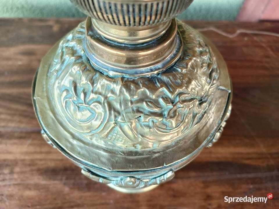 Stara mosiężna lampa naftowa Francja Budzyń