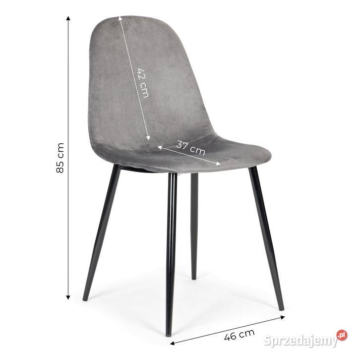 Komplet 4 krzeseł welurowych szary 46cm