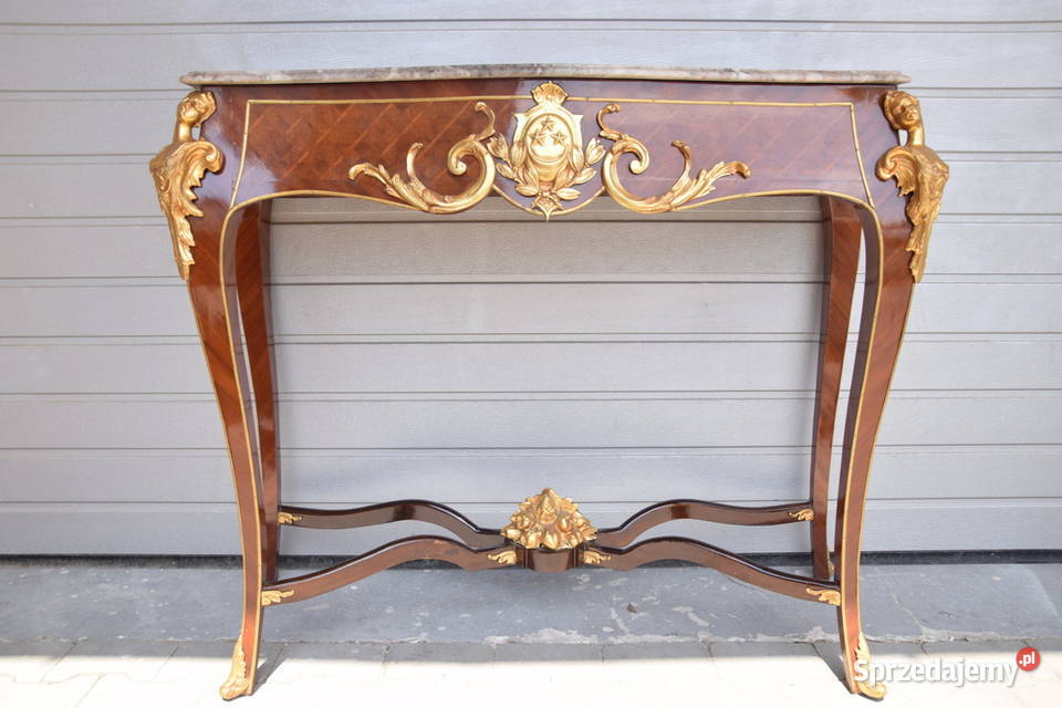 Drewniana Brązowa Konsola pod Ścianę Secesja