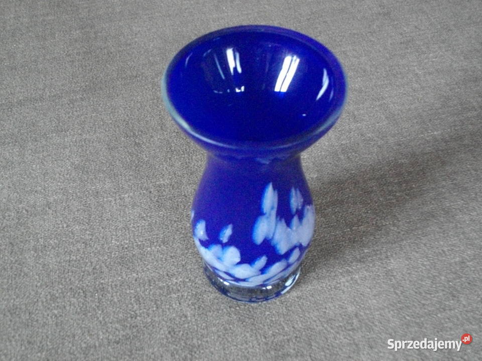 Flakonik szklany, niebiesko-biały z lat 70-ch XX wieku - PRL