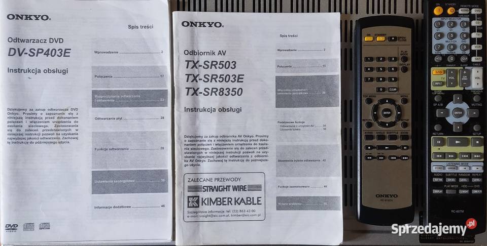 Amplituner i DVD ONKYO TXSR503E Dvd DVSP403E Poznań sprzedam
