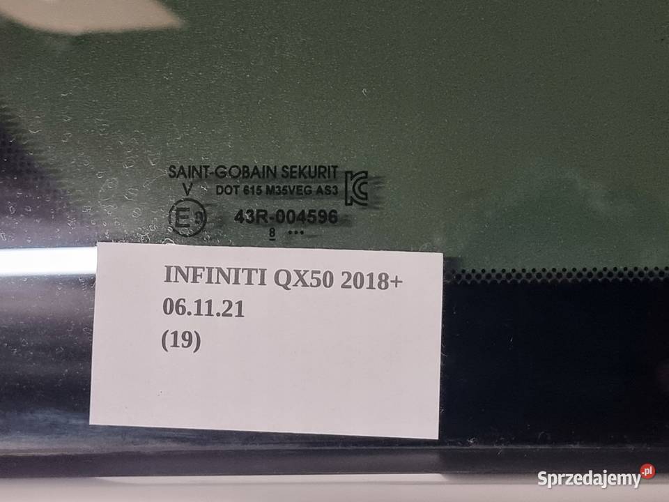 SZYBA W KAROSERIE LEWY TYŁ INFINITI QX50 2018 Nowy Tomyśl