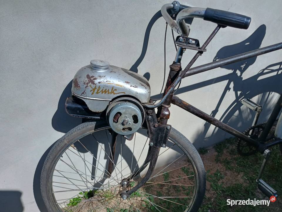 Rower z silnikiem Flink 1955r zabytkowy antyk Kurzętnik