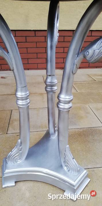 Stolik srebrny kawowy Glamour okrągły stylowy mazowieckie Garwolin