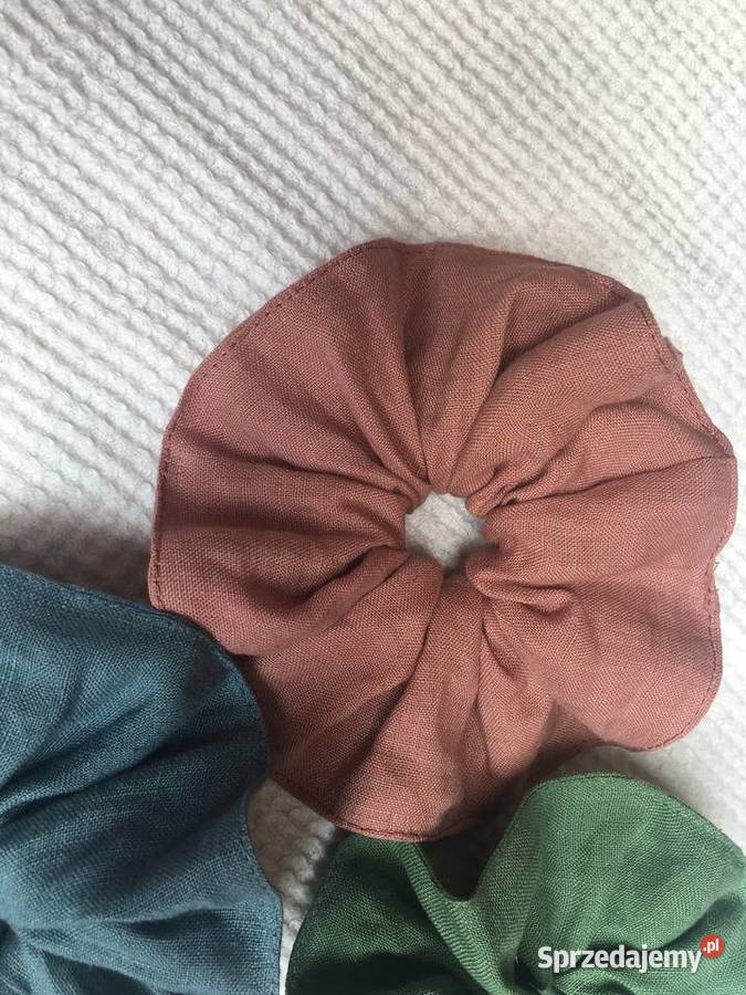 3 gumka do włosów scrunchie lniana ozdoba do Grodzisk Mazowiecki