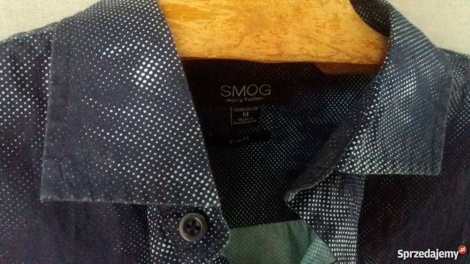 Koszula smog męska granatowa biała M elegancka Józefów