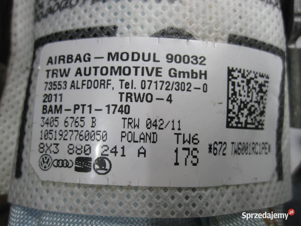 AUDI A1 I 8X poduszka fotela lewa 8X3880241A Poduszki powietrzne świętokrzyskie Kielce