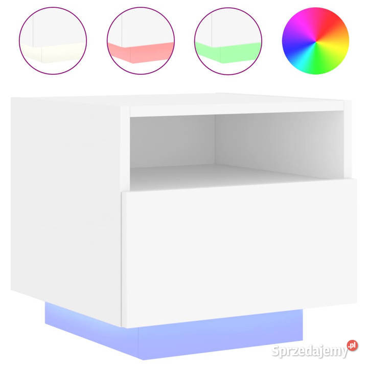 Szafki nocne z oświetleniem LED 2 białe 40x39x37 Nocne