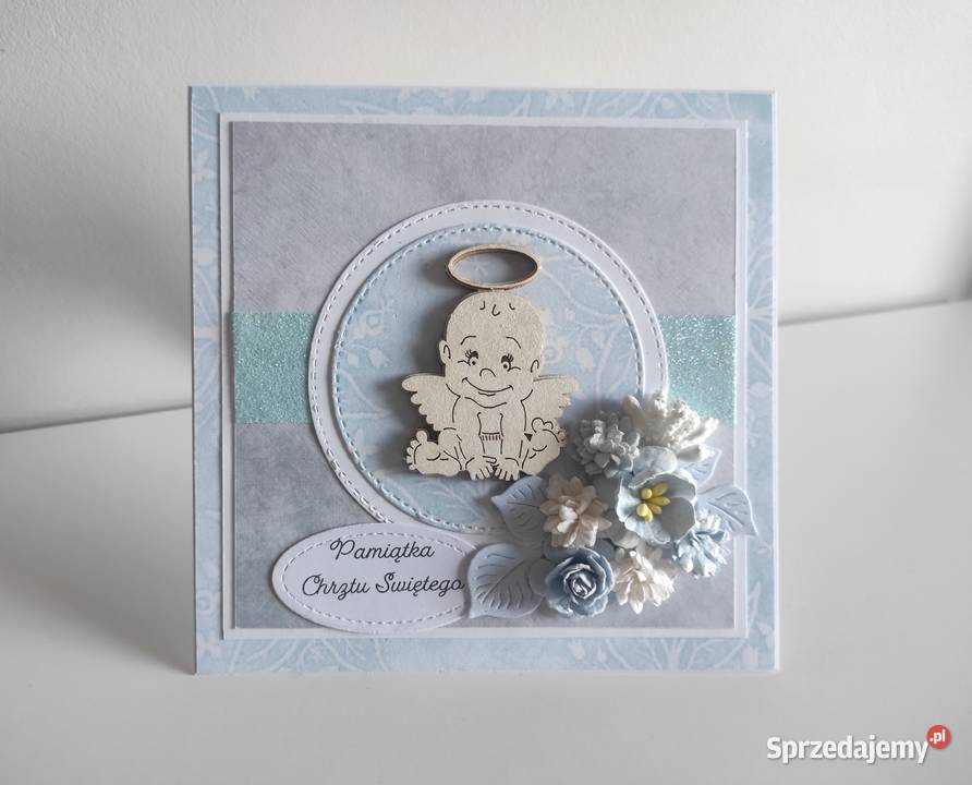 Kartka ręcznie robiona w pudełku na Chrzest