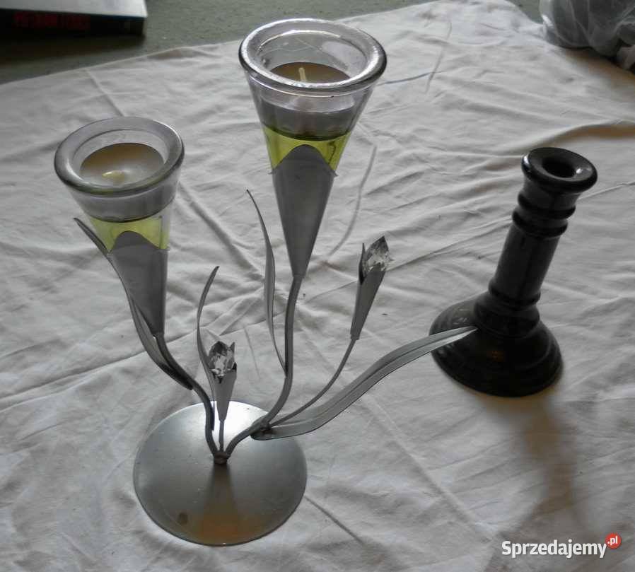 Szkło w Metalu Świecznik ozdobny Liście 2 Kraków