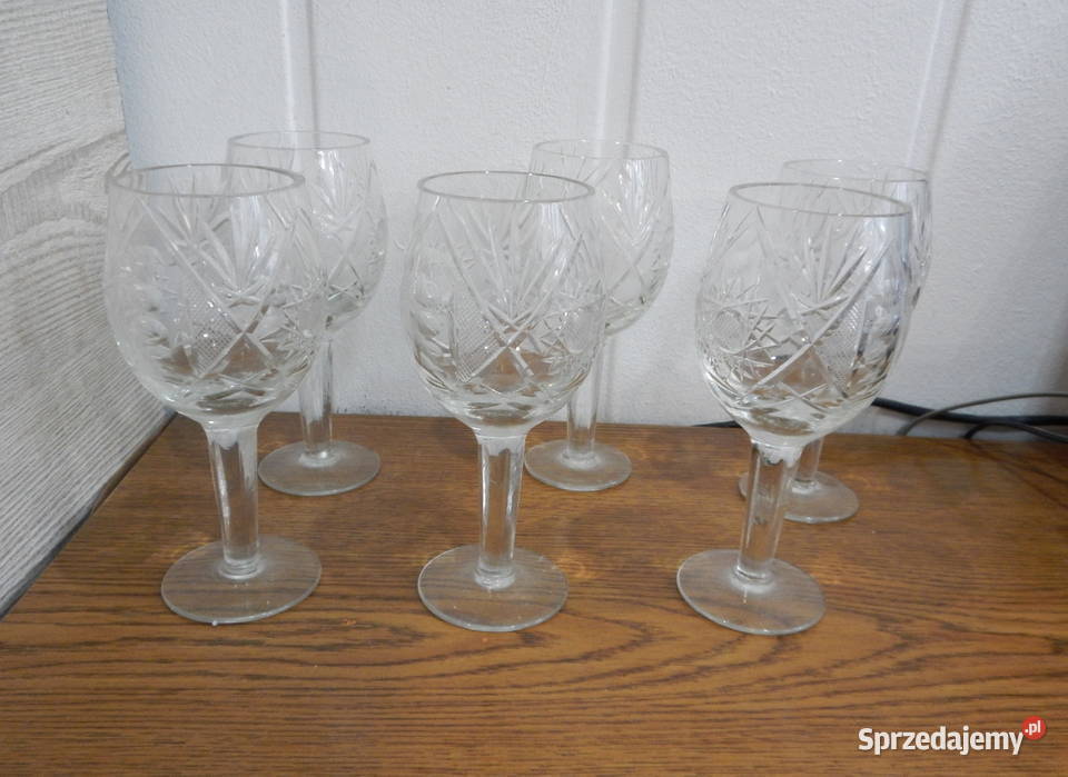 Kieliszki kryształowe komplet zestaw 6 PRL Leżajsk