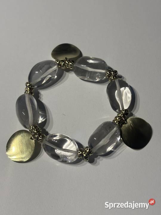 Bransoletka kryształ górski i mosiądz Bydgoszcz