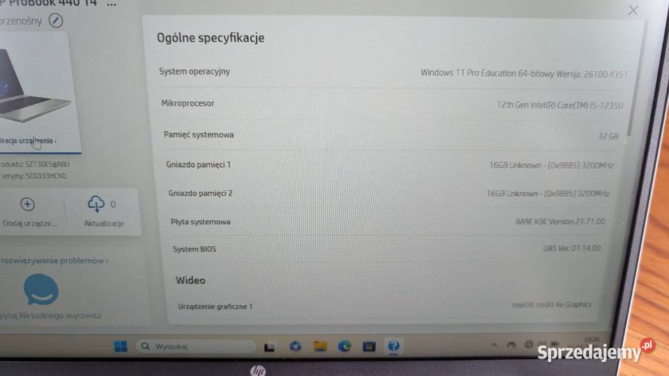 Laptop HP Probook 440 G9 32GB RAM i51235U 256GB Morąg