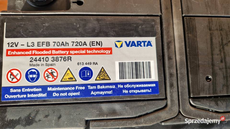 Akumulator Varta 12v L3 EFB 70Ah 720A Start Stop Układ elektryczny, zapłon Łuków sprzedam