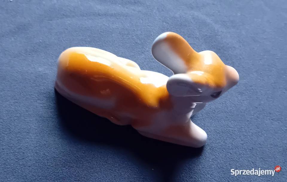 Figurka leżąca sarenka Połonne Ukraina lata Porcelana i szkło Koźminek sprzedam