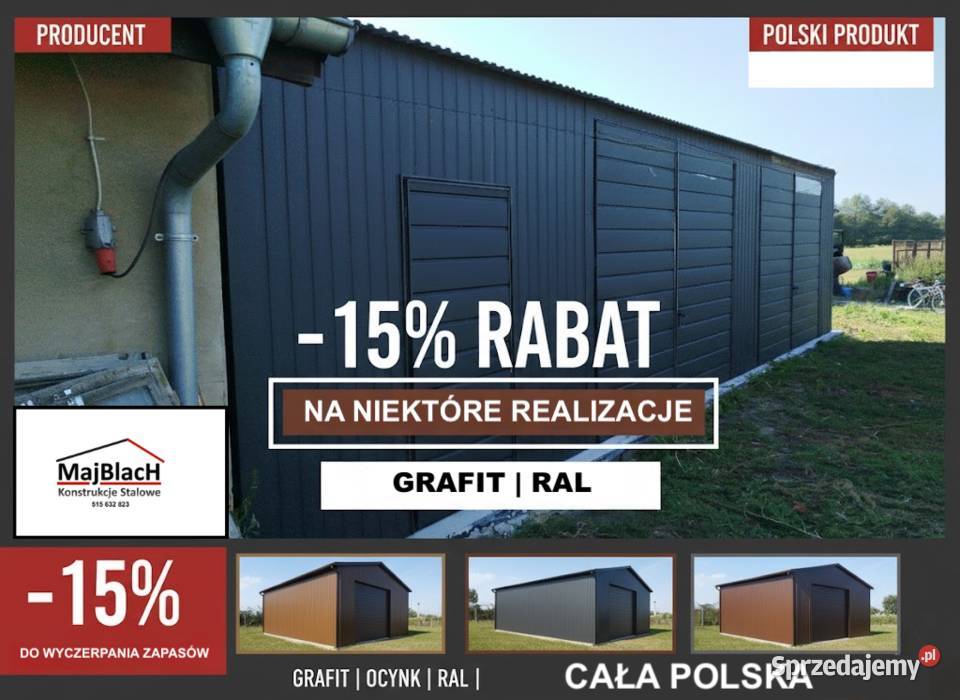A32Grafitowy Garaż Blaszany Hala Wiata Garaże mazowieckie Radom