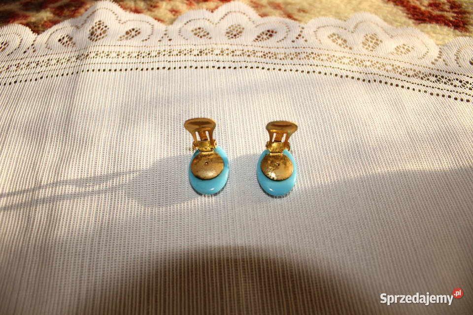 Klipsy Niebieskie PRL Antyki Chorzów