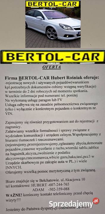 REJESTRACJA POJAZDÓW bełchatów I POWIATNowych