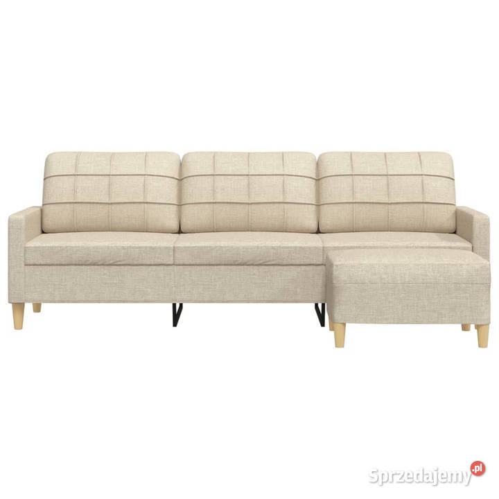 3osobowa sofa z podnóżkiem kremowa 210 tkaniną Sofy i kanapy Warszawa