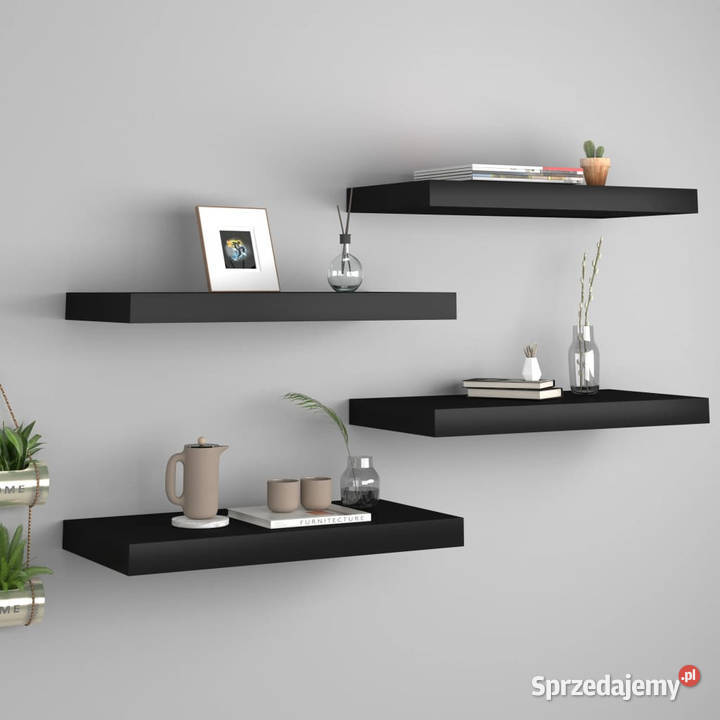 Półki ścienne 4 czarne 50x23x38 MDF WM323831 Warszawa