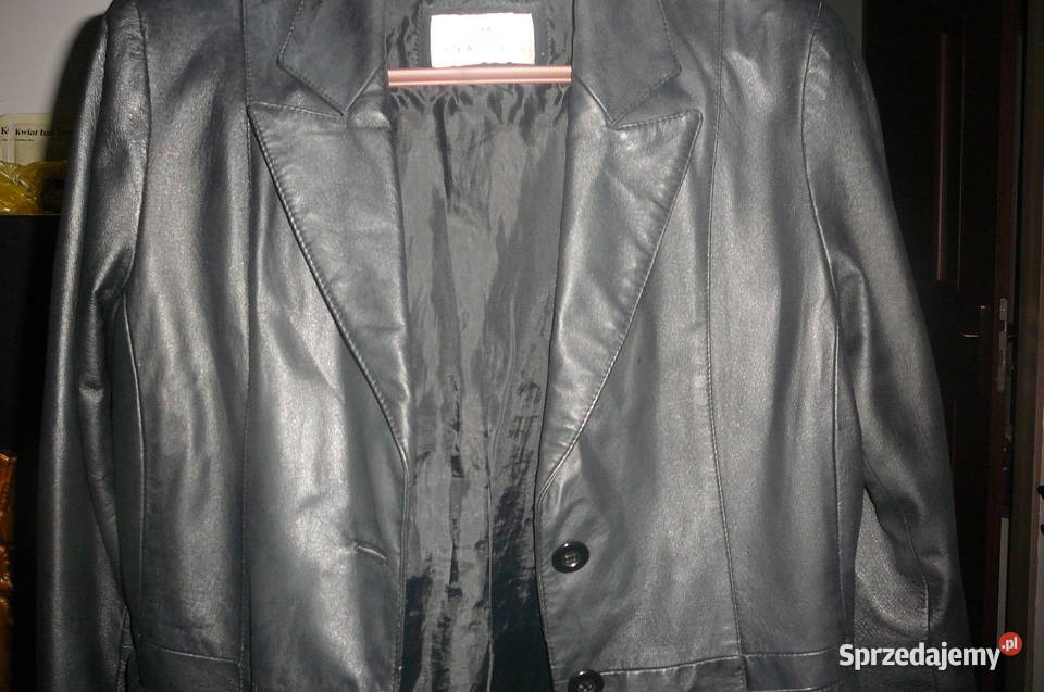 Męska czarna marynarka skórzana 4042 sprzedam