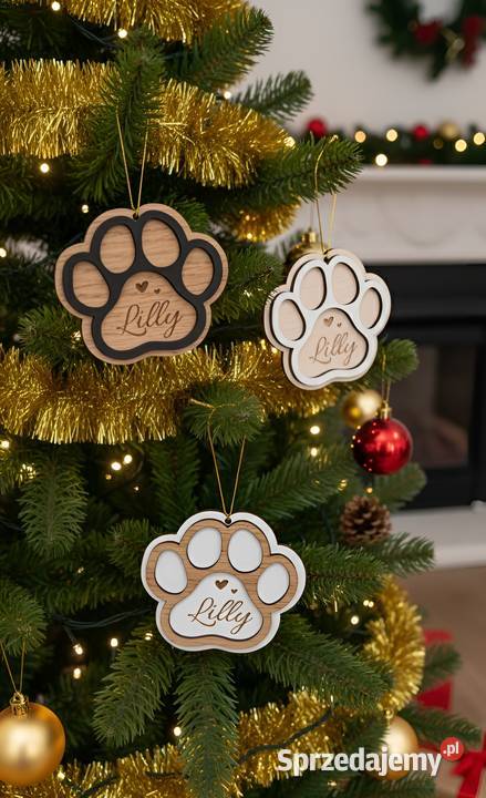 Świąteczna Bombka Łapka z imieniem pieska mazowieckie Warszawa
