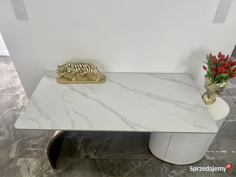 Biało złote biurko ze stali nierdzewnej Mediolan Golkowice