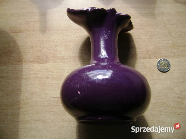 Starocie z PRL Szkło kolorowe Wazon Kwiat Porcelana i szkło