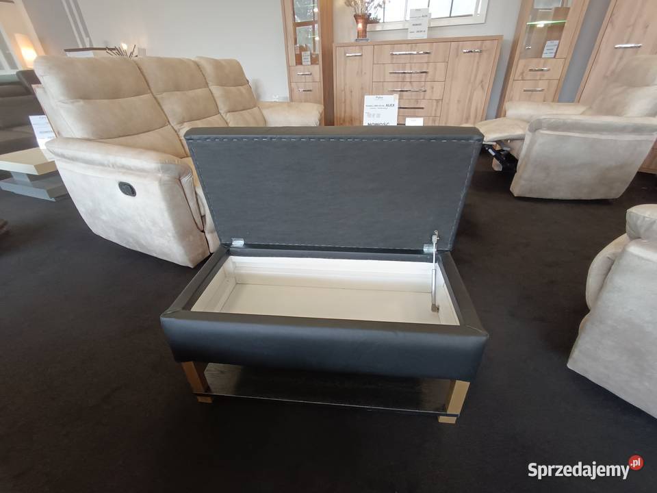 Nowa Pufa 90x45 SKÓRA NATURALNA pojemnik OUTLET Olesno