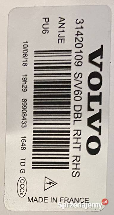 Reflektor Lampa przód VOLVO naklejka oznaczenie mazowieckie Siedlce