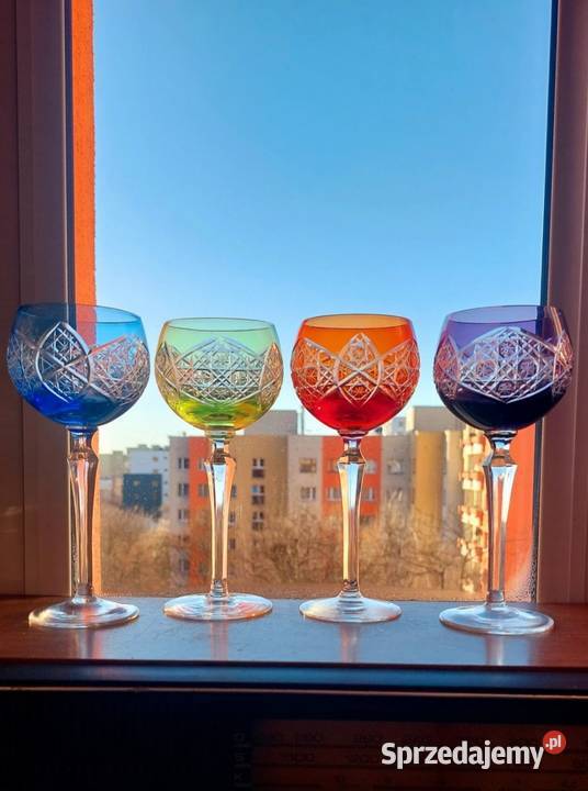 Piękne kieliszki kryształowe PRL Wrocław