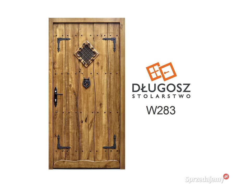Drzwi DŁUGOSZ drewniane zewnętrzne wejściowe sprzedam