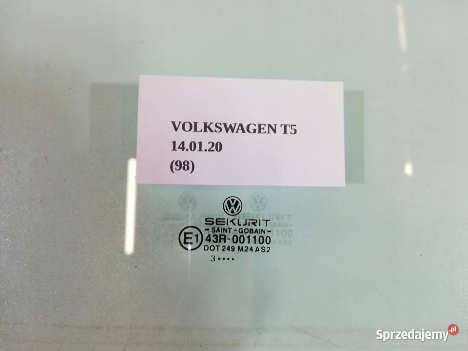 SZYBA DRZWI PRZÓD PRAWA VW MULTIVAN TRANSPORTER Części samochodowe Nowy Tomyśl