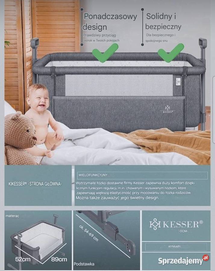 Łóżeczko dziecięce z miękkim materacem kółkami podkarpackie Rzeszów