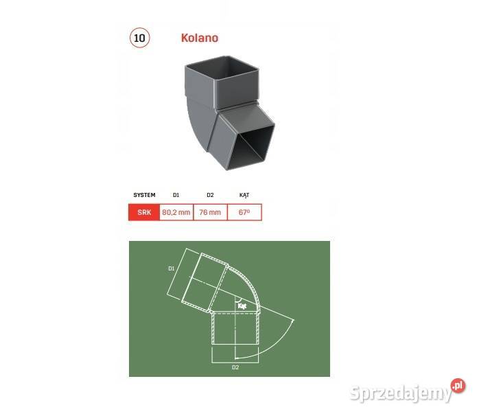 Krop kolano rury kwadratowej 80x80 kąt 67st Materiały budowlane