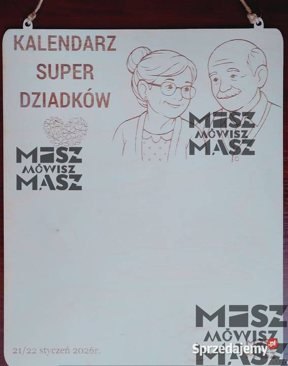 Kalendarz drewniany SUPER na dzień babci i Racot