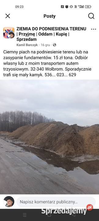 Ciemny piach ziemia 15 tona Ziemia Kaliś