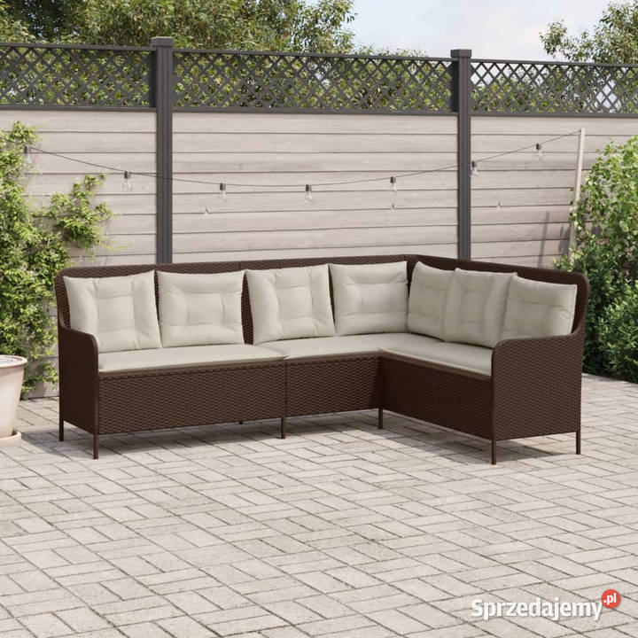 Narożna sofa ogrodowa z poduszkami brązowa mazowieckie Warszawa