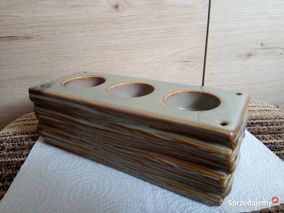 ceramiczny świecznik szkliwiony PartyLite Zielona Łąka