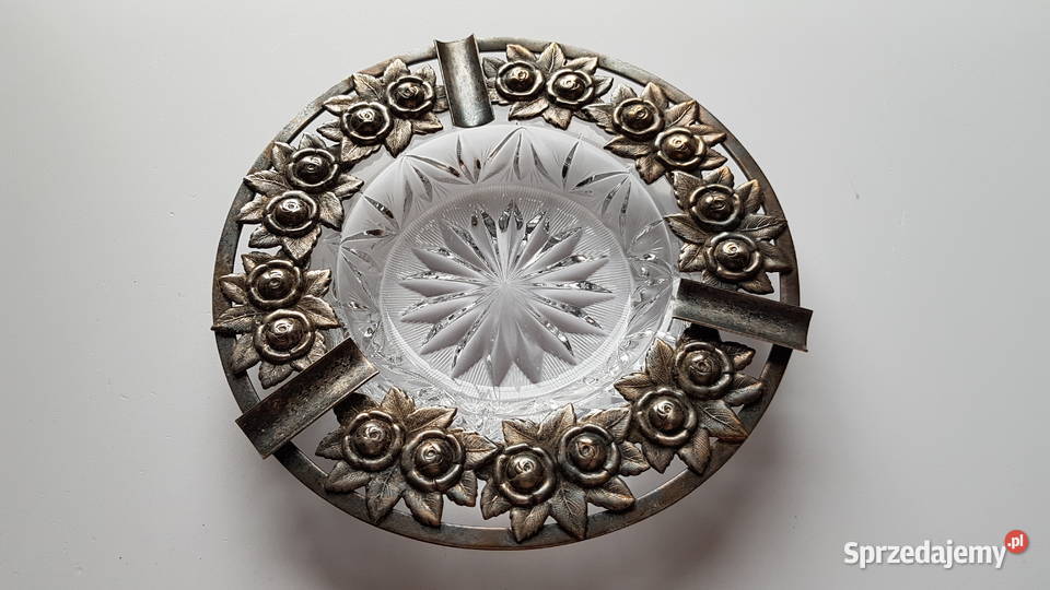 Kryształowa platerowana popielniczka popielnica śląskie Dąbrowa Górnicza