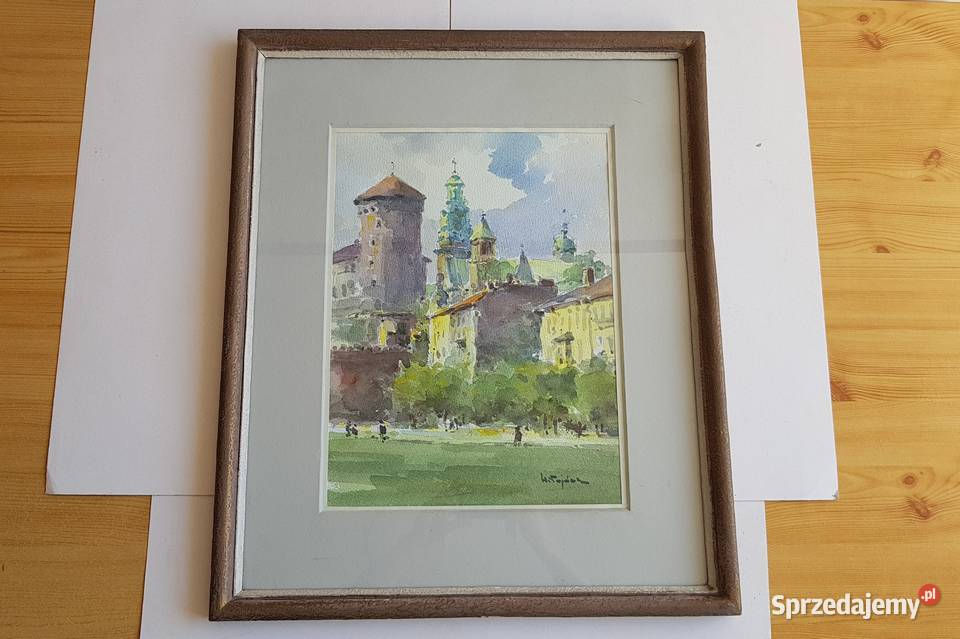 Akwarela szkłem Wawel syg Henryk Sajdak 19051995 Dąbrowa Górnicza