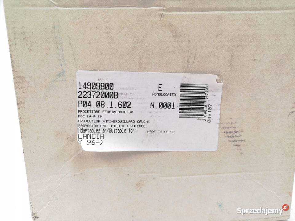 LAMPA PRZECIWMGIELNA PRZÓD LEWA LANCIA Y 9503 osobowe