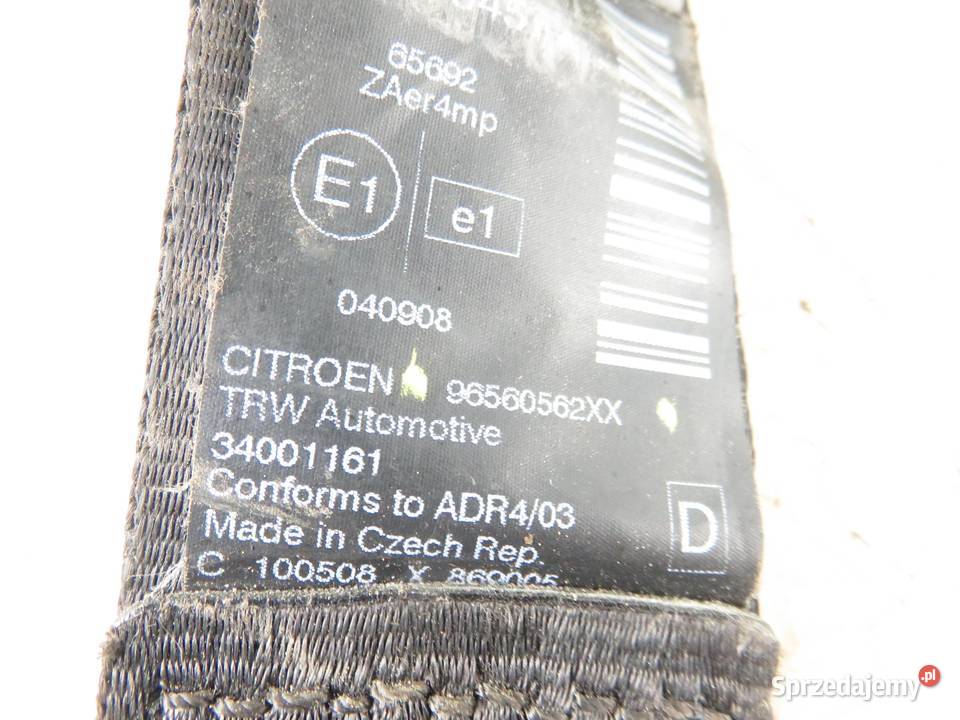 PAS PRAWY PRZEDNI CITROEN C5 III 96560562XX osobowe Pasy bezpieczeństwa