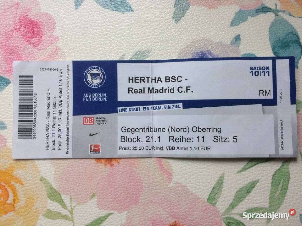 1174 Bilet Hertha BSC Real Madrid CF Szczecin