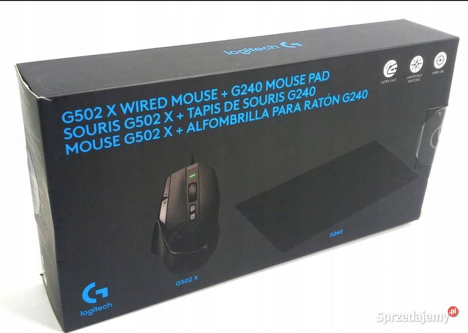 Myszka Logitech G502X podkładka pod mysz Klawiatury i myszy Aleksandrów Kujawski sprzedam