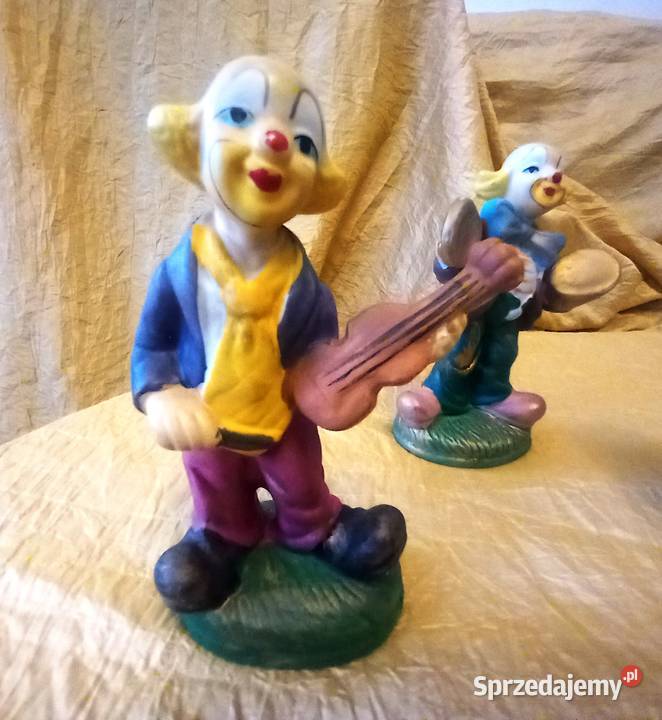 Orkiestra 3 figurek klownów ceramicznych Ząbkowice Śląskie