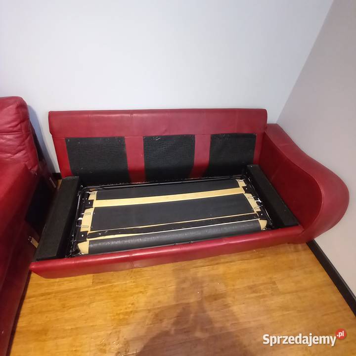 Wygodna czerwona kanapa skóra naturalna fotele pomorskie Gdynia
