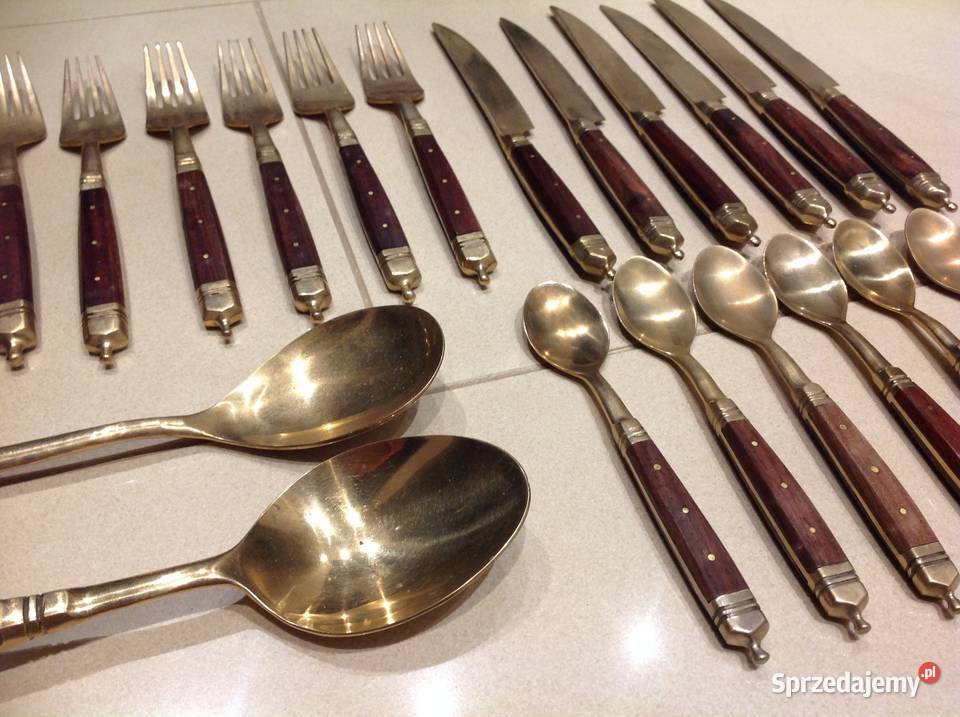Stare Sztućce z Brązu Zestaw 31 Drewno Wiśniowe Nowa Sól