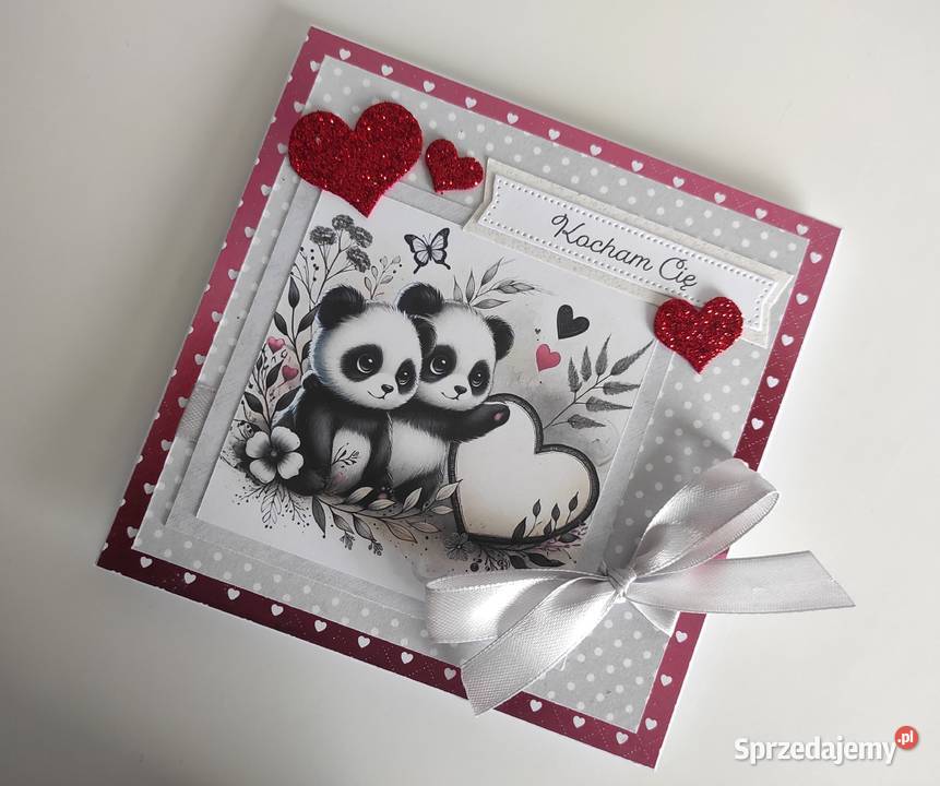 Kartka ręcznie robiona na walentynki Kocham Cię sprzedam