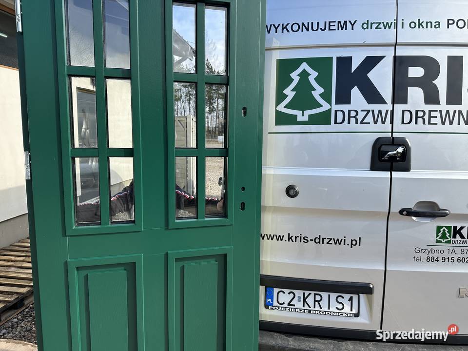Drzwi zewnętrzne drewniane RĘKI ANGIELSKIE 208cm Dom i Ogród Grzybno sprzedam